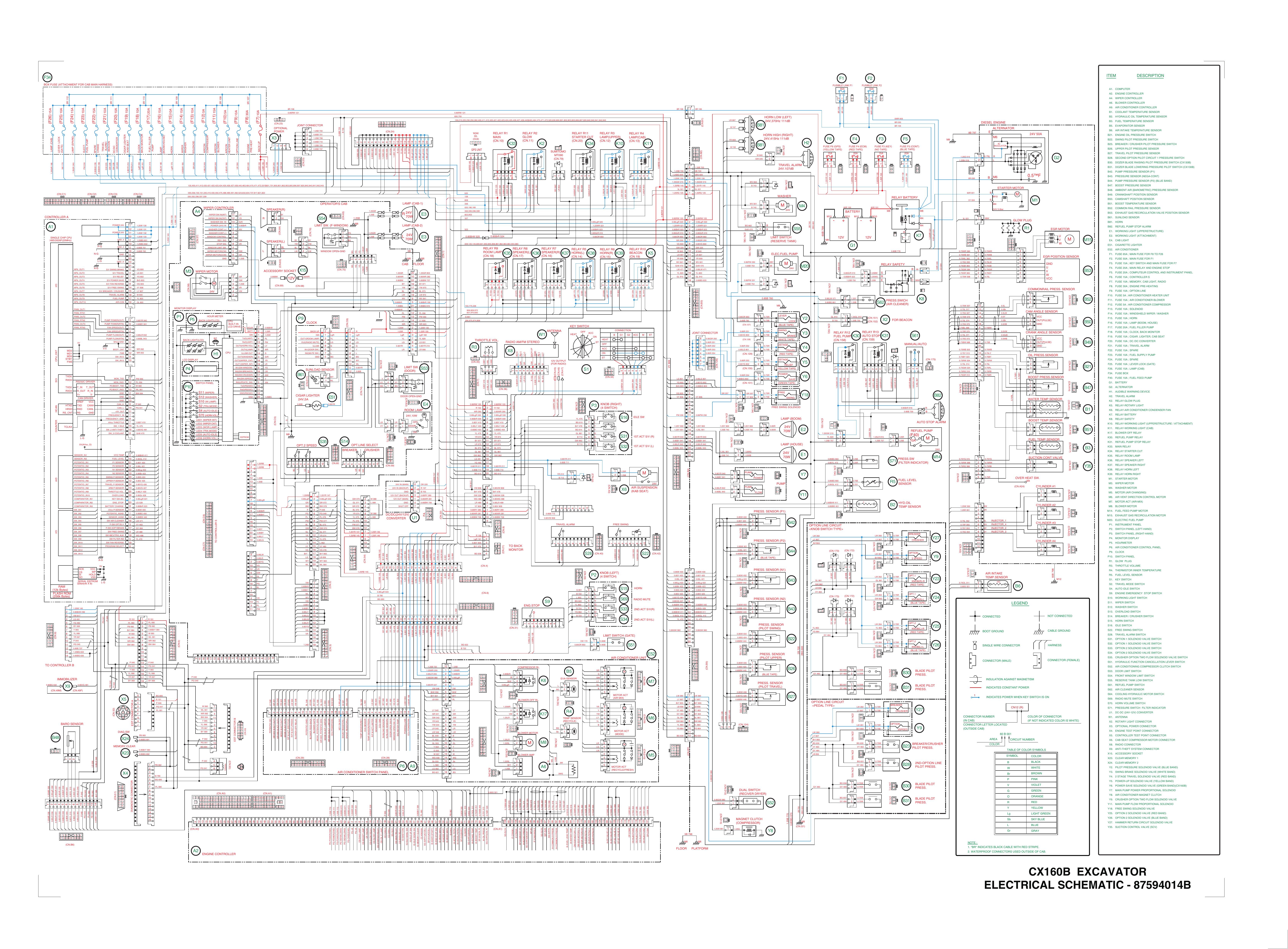 CX130B CX160B Tier 3 Crawler Excavator Electrical Schematic